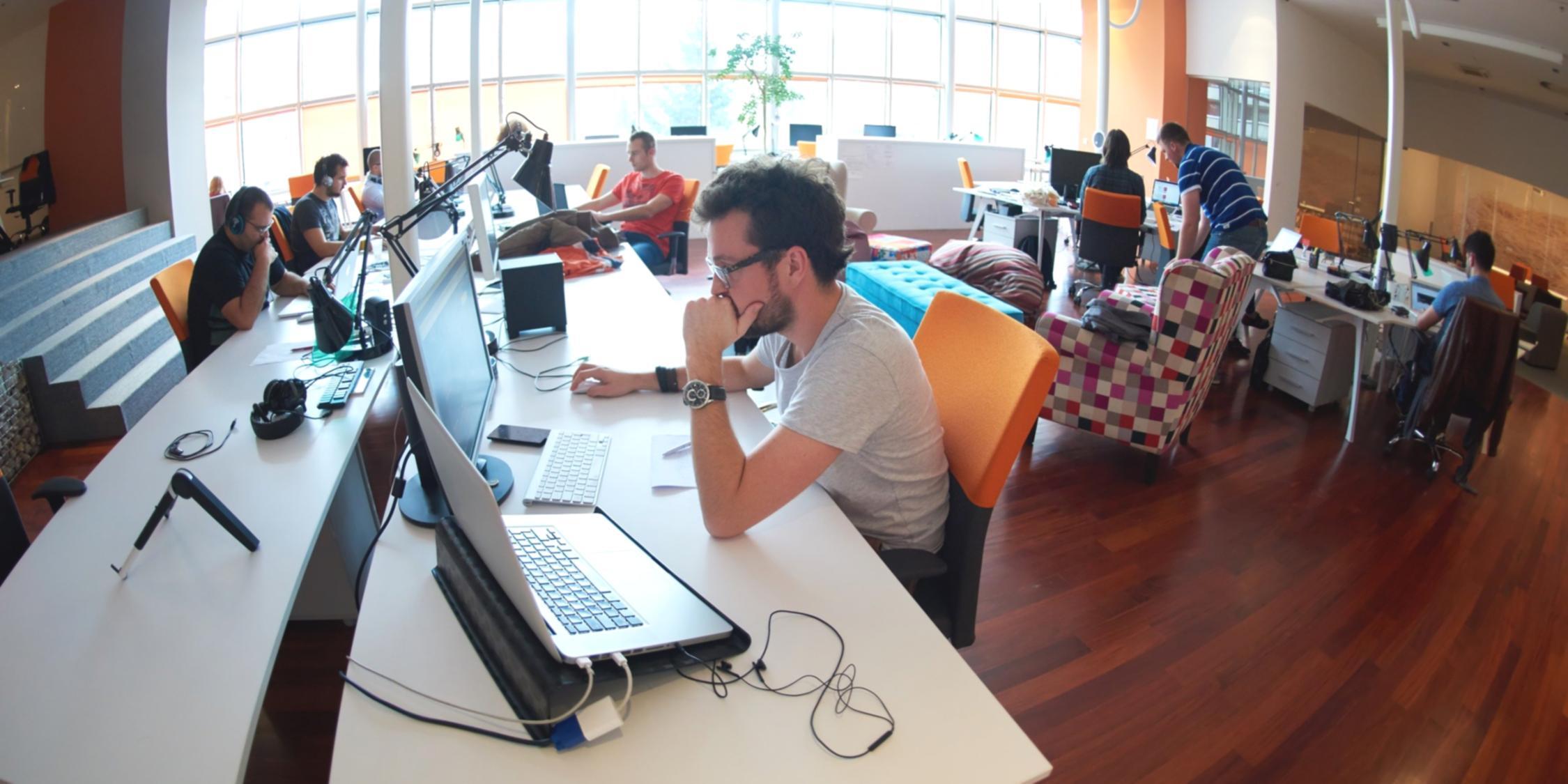 Video production setup with professional camera and lighting equipment